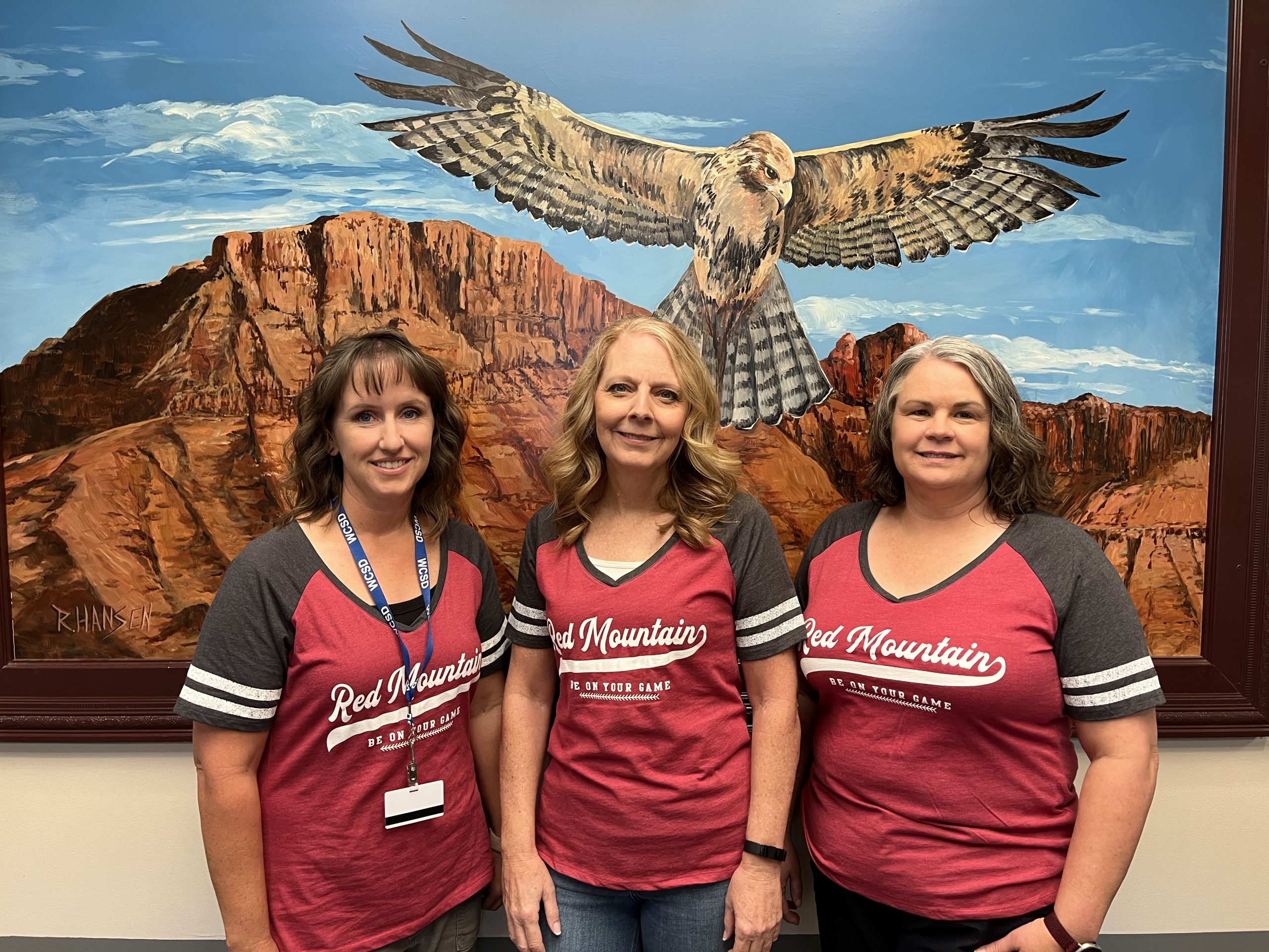 Three women standing together